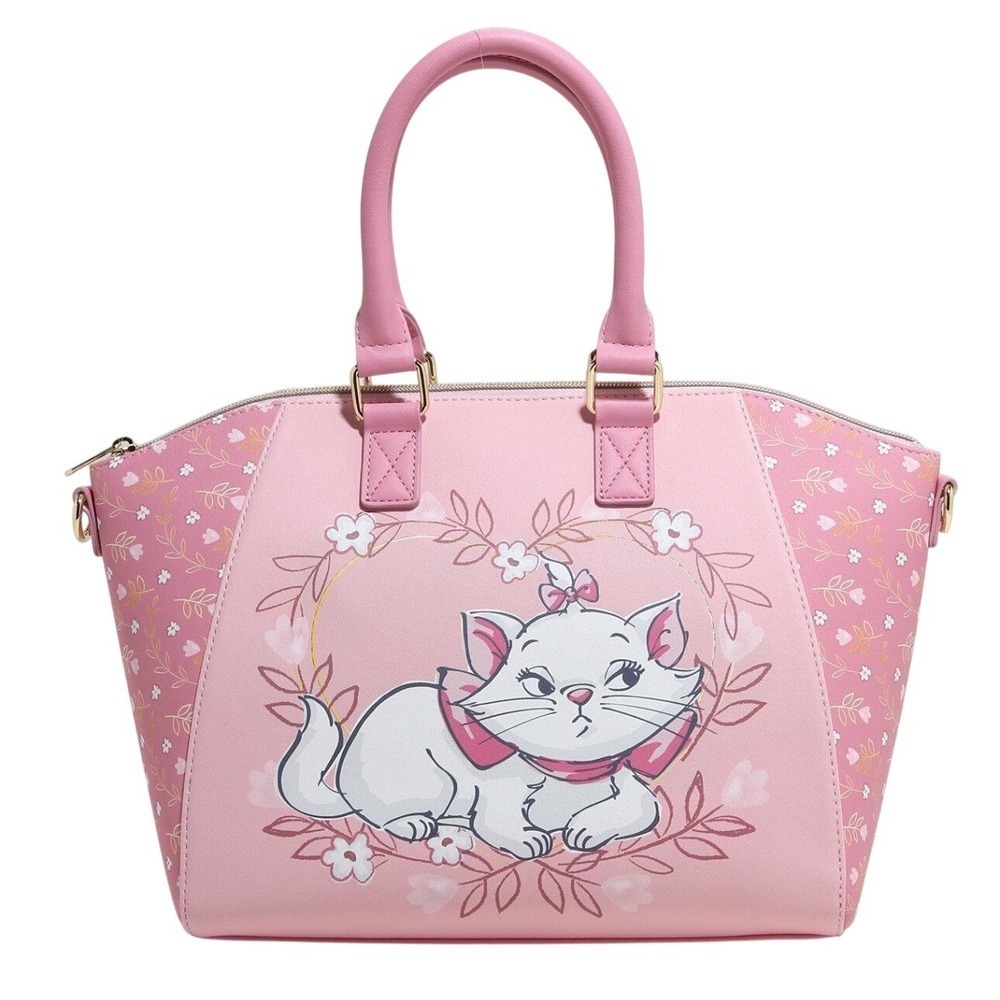 Disney Loungefly Aristocats Marie Purse Handbag Pink Floral Satchel Bag New